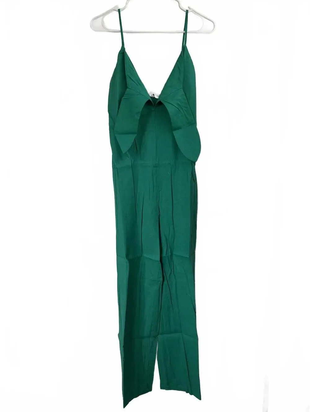 Mango Bow Linen Jumpsuit Green NWT XS